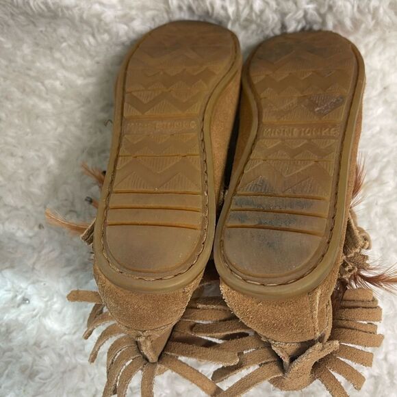 Minnetonka Boots Concho Moccasins Ankle Booties  Tan Leather suede SZ7 - Picture 7 of 9